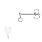 Clous d'oreilles coeur 3.5 mm avec anneau ouvert - Argent 925 x2