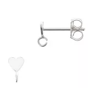 Clous d'oreilles coeur 3.5 mm avec anneau ouvert - Argent 925 x2