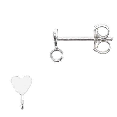 Clous d'oreilles coeur 3.5 mm avec anneau ouvert - Argent 925 x2