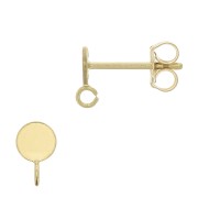 Clous d'oreilles rond pour cabochon 4 mm avec anneau ouvert - Gold filled (or laminé)  x2|raw }}