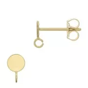 Clous d'oreilles rond pour cabochon 4 mm avec anneau ouvert - Gold filled (or laminé) x2