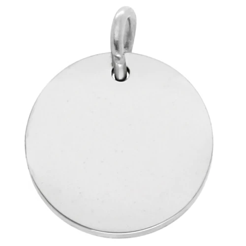 Breloque ronde lisse à graver 12mm avec anneau ouvert - Acier inoxydable 316L x1