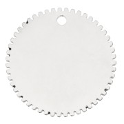 Pendentif rond dentelé 20 mm à graver - Acier inoxydable x1