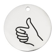 Pendentif rond motif pouce 25 mm - Acier inoxydable 316L x1|raw }}