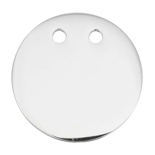 Pendentif rond double trou à graver 21 mm - Acier inoxydable x1