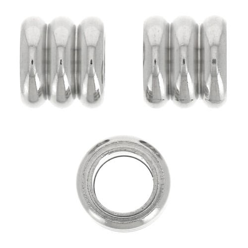 Perle gros trou 7x8 mm - Acier inoxydable x1