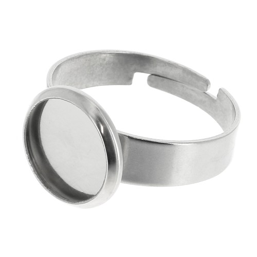 Bague serti réglable pour cabochon fond plat 10 mm - Acier inoxydable 304 x1