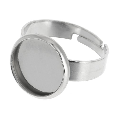 Bague serti réglable pour cabochon fond plat 12 mm en Acier inoxydable x1