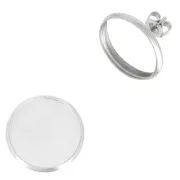 Clous d'oreilles pour cabochon fond plat 14 mm - Acier inoxydable x2