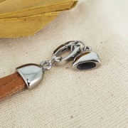 Fermoir mousqueton avec trou 15 mm pour lacet 7 mm - Acier inoxydable x1