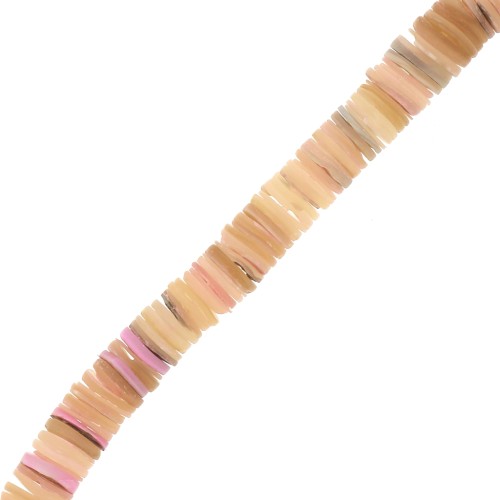 Perles rondelles Heishi nacre teintée 5 mm - Beige rosé x62cm