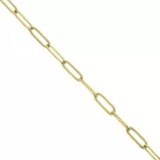 Chaîne maille Rectangle striée 4.3 mm en Acier inoxydable 316L Doré x50cm