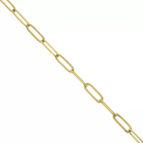 Chaîne maille Rectangle striée 4.3 mm en Acier inoxydable 316L Doré x50cm