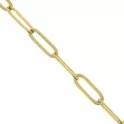 Chaîne maille Rectangle striée 4.3 mm en Acier inoxydable 316L Doré x50cm