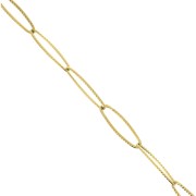 Chaîne maille Rectangle striée 6 mm en Acier inoxydable 304 Doré x50cm