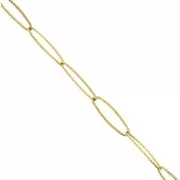 Chaîne maille Rectangle striée 6 mm en Acier inoxydable 304 Doré x50cm