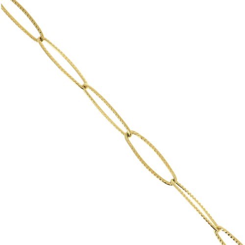 Chaîne maille Rectangle striée 6 mm en Acier inoxydable 304 Doré x50cm