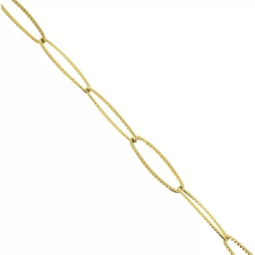 Chaîne maille Rectangle striée 6 mm en Acier inoxydable 304 Doré x50cm