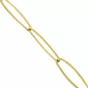 Chaîne maille Rectangle striée 6 mm en Acier inoxydable 304 Doré x50cm