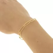 Chaîne maille Rectangle striée 6 mm en Acier inoxydable 316L Doré x50cm