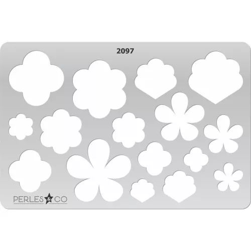 Gabarit rigide pour pâte polymère 152x100 mm motifs Fleurs - Transparent x1