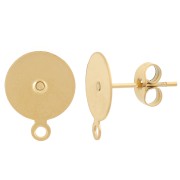 Clous d'oreilles disques 10 mm avec anneau fermé - Acier inoxydable 303L Doré x2|raw }}