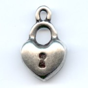 Breloque cadenas coeur 18 mm argenté vieilli x1|raw }}