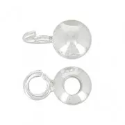 Rondes attaches breloques 10x6mm avec anneau parrallèle au trou - Argent 925 x4