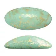 Athos 3D par Puca® cabochon ovale en verre 20x10 mm - Opaque Aqua Gold Splash x1