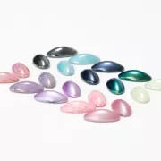 Athos 3D par Puca® cabochon ovale en verre 20x10 mm - Opaque Aqua Gold Splash x1