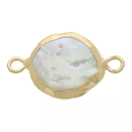 Intercalaire rond 2 anneaux avec perle d'eau douce 18x11 mm - Doré x1