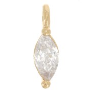 Mini breloque navette 7x2 mm et Oxyde de Zirconium - Doré à l'or fin - Crystal x1|raw }}