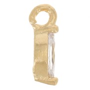 Mini breloque navette 7x2 mm et Oxyde de Zirconium - Doré à l'or fin - Crystal x1