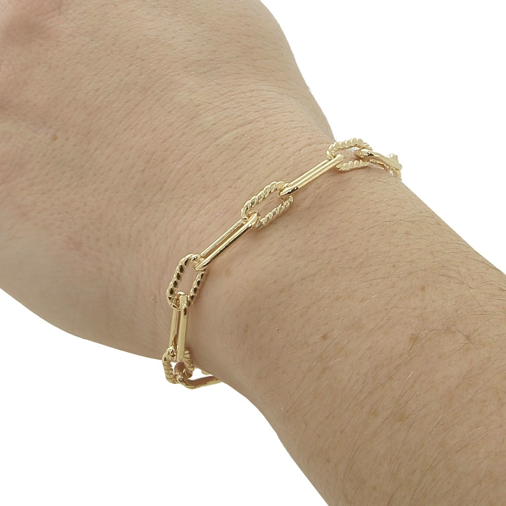 chaine maille rectangle alterne strie 5 7 mm plaque or 3 microns x50cm perles co