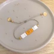 Perle en zamac carrée 8x8 mm - Placage Argent fin vieilli x1