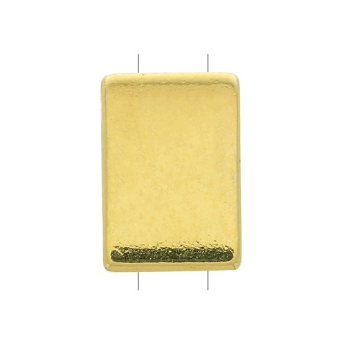 Perle en zamac rectangle 11x8 mm - Doré à l'or fin x1