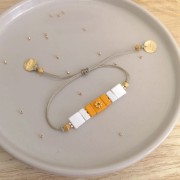 Perle en zamac forme rectangle 8x4 mm - Doré à l'or fin x1