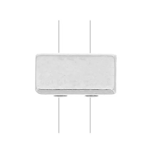 Perle en zamac forme rectangle 8x4 mm - Placage Argent fin vieilli x1