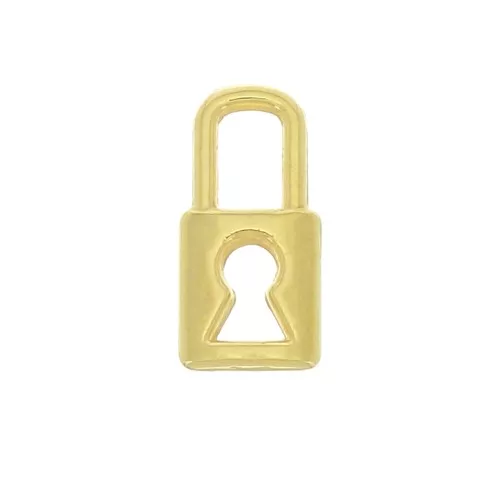 Mini breloque cadenas 9x4 mm - Doré à l'or fin x1
