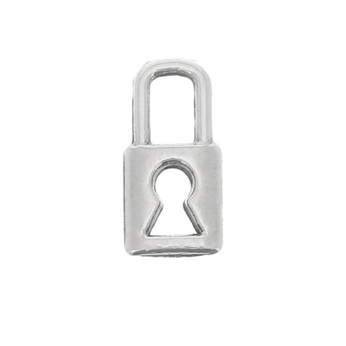 Mini breloque cadenas 9x4 mm - Placage Argent fin vieilli x1