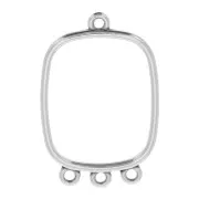 Pendentif chandelier rectangle avec 3 anneaux 30x23mm - Placage Argent fin vieilli