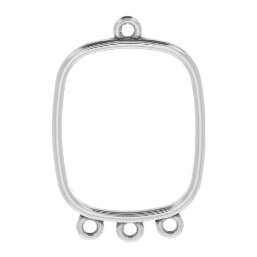 Pendentif chandelier rectangle avec 3 anneaux 30x23mm - Placage Argent fin vieilli