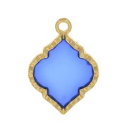 Pendentif forme orientale résine époxy effet vitrail 22.5x16 mm - Doré - Bleu x1