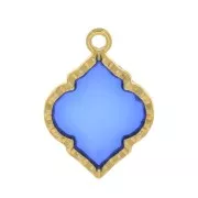 Pendentif forme orientale résine époxy effet vitrail 22.5x16 mm - Doré - Bleu x1