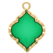 Pendentif forme orientale résine époxy effet vitrail 22.5x16 mm - Doré - Vert x1|raw }}