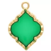 Pendentif forme orientale résine époxy effet vitrail 22.5x16 mm - Doré - Vert x1