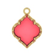 Pendentif forme orientale résine époxy effet vitrail 22.5x16 mm - Doré - Rouge x1