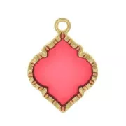 Pendentif forme orientale résine époxy effet vitrail 22.5x16 mm - Doré - Rouge x1