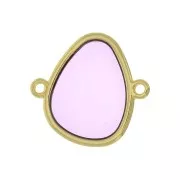 Intercalaire goutte 2 anneaux résine époxy effet vitrail 19x20 mm Doré - Violet x1