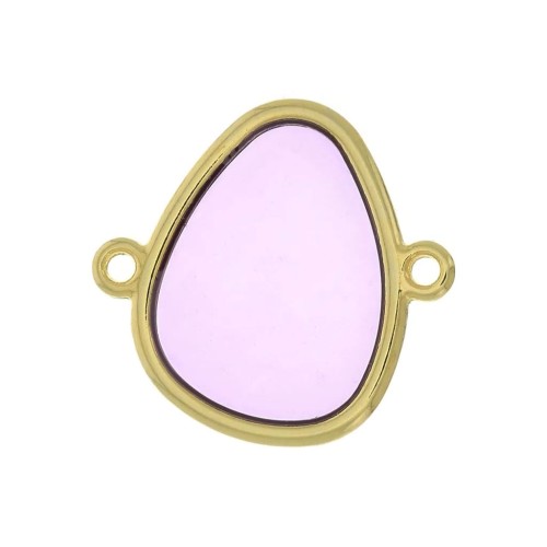 Intercalaire goutte 2 anneaux résine époxy effet vitrail 19x20 mm Doré - Violet x1